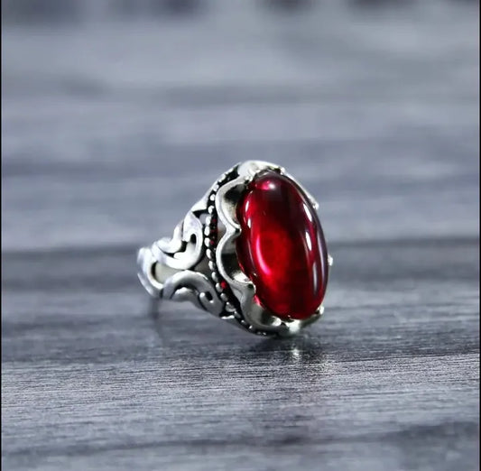 RED STONE TURKISH RING FOR MEN