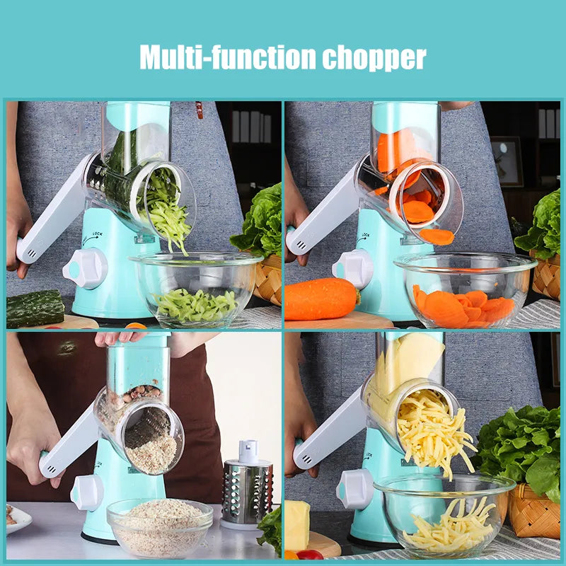 3 In 1 Rotary Vegetable Slicer With Handle